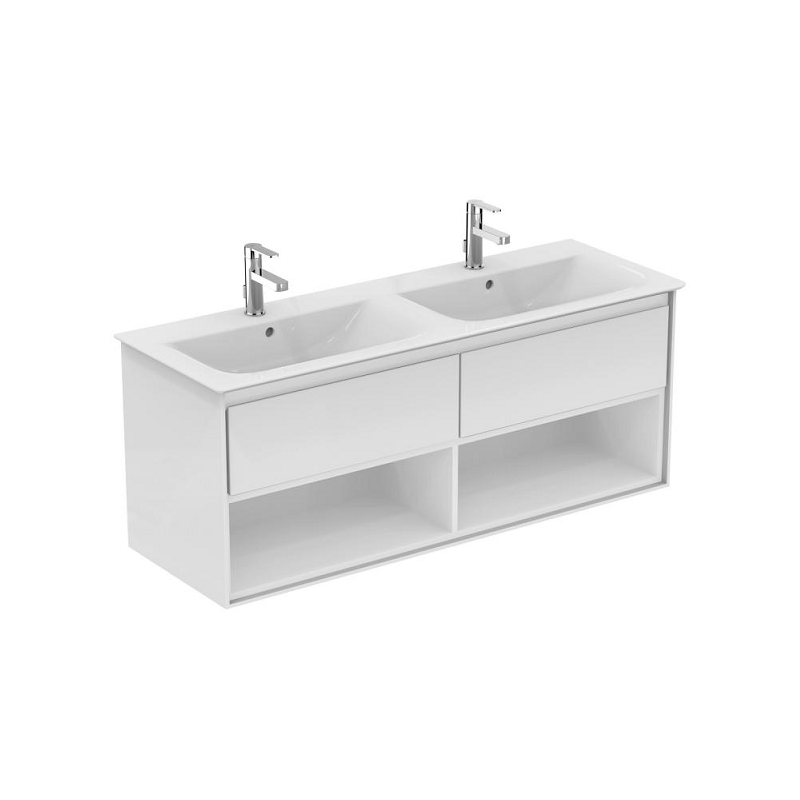 Ideal standard Meuble lavabo-plan double Connect Air 130x44x(H)517cm blanc laqué/blan Kobleo