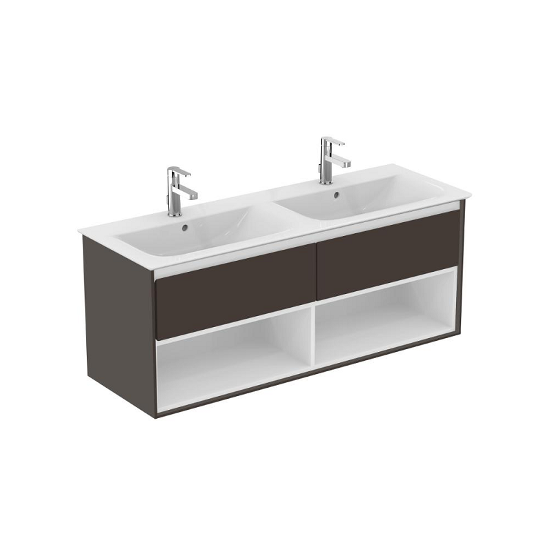 Ideal standard Meuble lavabo-plan double Connect Air 130x44x(H)517cm marron E0831VY Kobleo