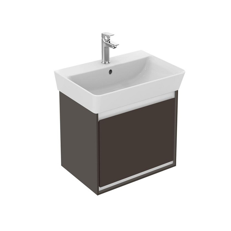 Ideal standard Meuble lavabo cube 435x402x40cm 1 tiroir Marron chocolat mat/Blanc mat Kobleo