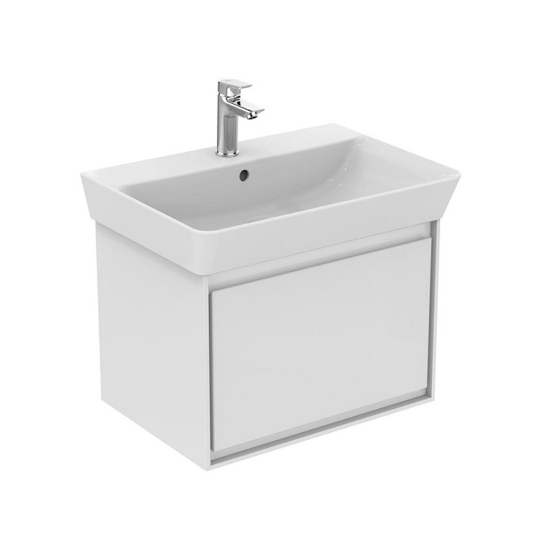 Ideal standard Meuble suspendu lavabo Cube 55 cm blanc laqué / blanc mat 1 tiroir CON Kobleo