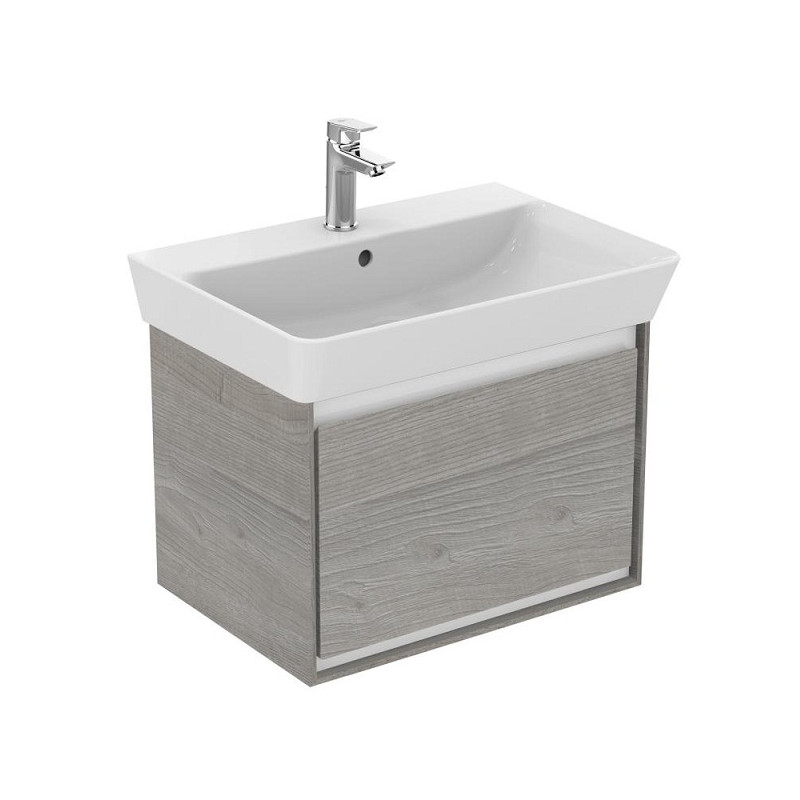 Ideal standard Meuble suspendu lavabo 48cm Cube 55 1 tiroir chêne grisé/blanc mat CON Kobleo