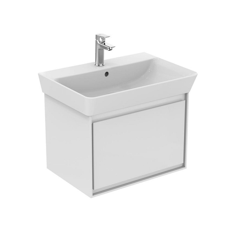 Ideal standard Meuble lavabo cube 535x409x40cm 1 tiroir Blanc laqué/ Blanc mat CONNEC Kobleo