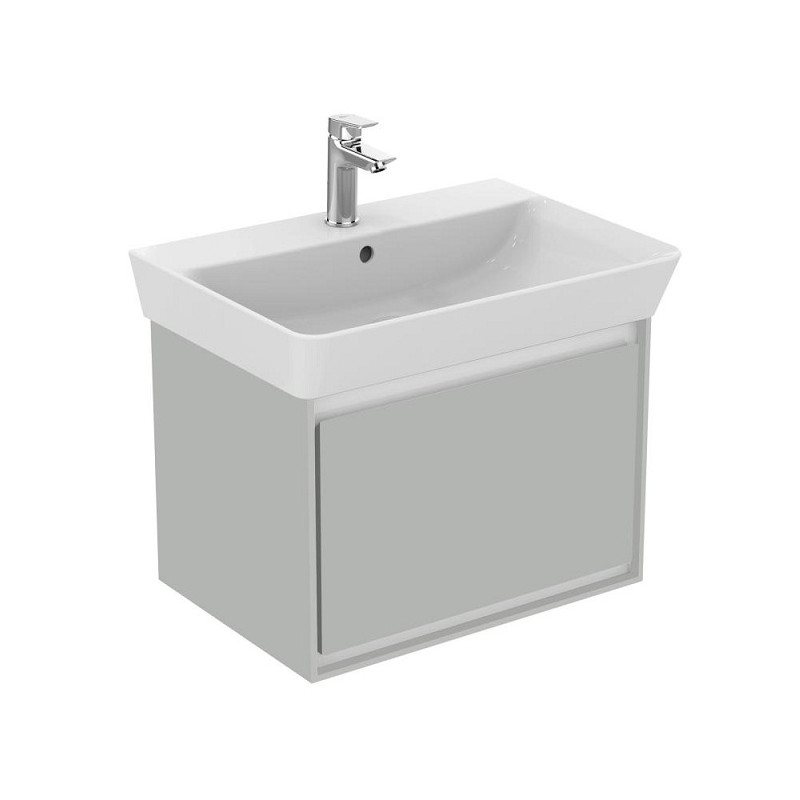 Ideal standard Meuble lavabo cube 535x409x40cm 1 tiroir Gris plume brillant/ Blanc ma Kobleo