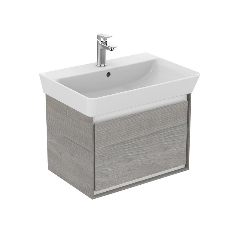 Ideal standard Meuble lavabo cube 535x409x40cm 1 tiroir Chêne grisé/ Blanc mat CONNEC Kobleo