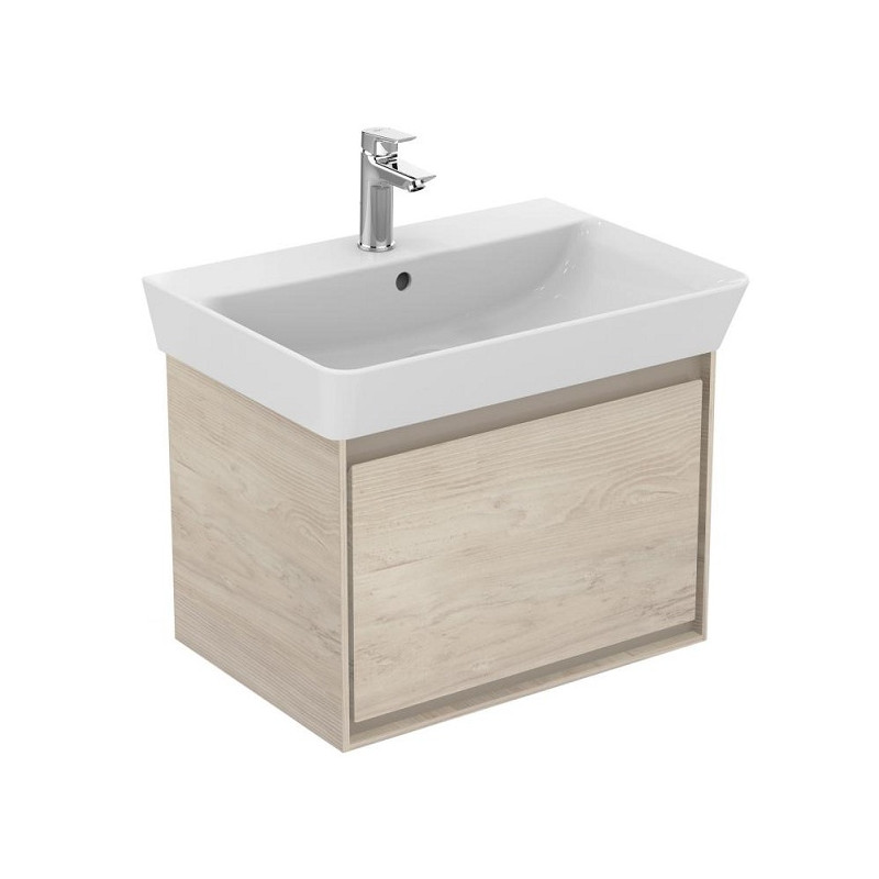 Ideal standard Meuble lavabo cube 535x409x40cm 1 tiroir Chêne cérusé/ Beige glacé mat Kobleo