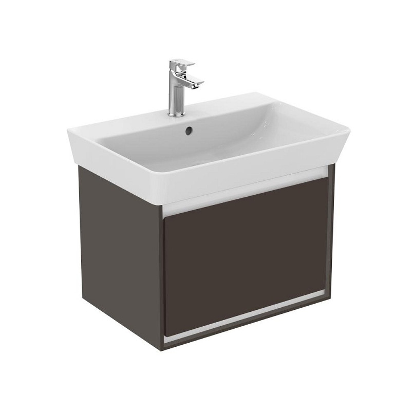 Ideal standard Meuble lavabo cube 535x409x40cm 1 tiroir Marron chocolat mat/ Blanc ma Kobleo