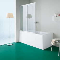 Samo Pare-bain deux panneaux repliables 126-128cm Ht135cm profilé blanc B13 Samo Kobleo