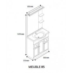 Ondée Meuble salle de bain blanc à poser 85cm BALEARES Kobleo