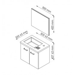 Ondée Meuble lave-mains suspendre 50cm brillant blanc 2 portes simple vasque Kobleo