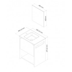 Ondée Meuble lave-mains suspendre 50cm gris blanc une porte plan céramique s Kobleo