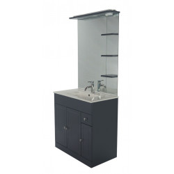 Ondée Meuble poser 120cm gris brillant quatre portes 2 tiroirs étagères cent Kobleo