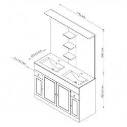 Ondée Meuble poser 120cm gris brillant quatre portes 2 tiroirs étagères cent Kobleo