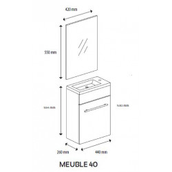 Ondée Meuble lave-mains blanc à suspendre 40cm NINO Kobleo