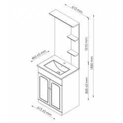Ondée Meuble à poser 60 cm brillant blanc simple vasque deux portes TOLÈDE Kobleo