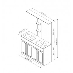 Ondée Meuble poser 120cm brillant blanc double vasque quatre portes quatre t Kobleo