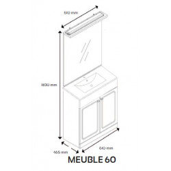 Ondée Meuble salle de bain taupe à poser 60cm TOLEDE Kobleo