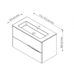 Ondée Meuble à suspendre 70 cm deux tiroirs coloris blanc 2DOO Kobleo