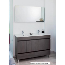 Ondée Meuble salle de bain blanc à poser 120cm portes+tiroirs livré monté LA Kobleo