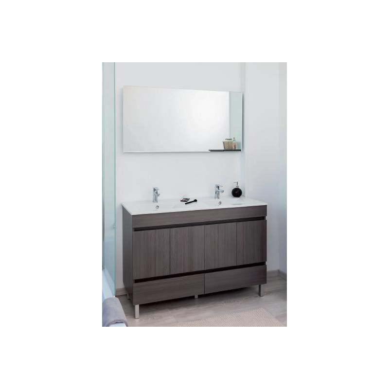 Ondée Meuble salle bain gris foncé chamonix poser 120cm portes+tiroirs livré Ondée Kobleo