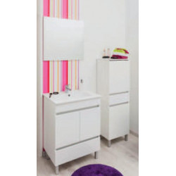 Ondée Meuble salle de bain blanc à poser 60cm livré monté LANCELO Kobleo