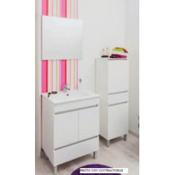 Ondée Meuble salle de bain blanc à poser 80cm portes+tiroir livré monté LANC Kobleo