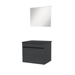 Ondée Meuble suspendre plan bois 60cm bois Roble  vasque miroir MAPLE Kobleo