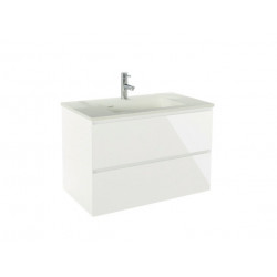 Ondée Meuble à suspendre 60 cm blanc brillant simple vasque deux tiroirs MAX Kobleo