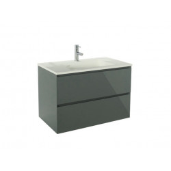 Ondée Meuble à suspendre 80 cm gris brillant simple vasque deux tiroirs MAX Kobleo