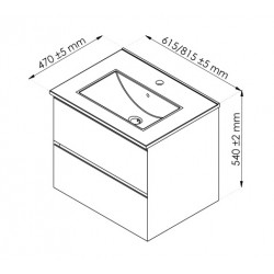 Ondée Meuble à suspendre 80 cm blant brillant simple vasque deux tiroirs MAX Kobleo