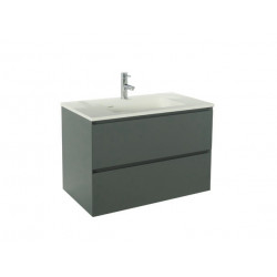 Ondée Meuble à suspendre 80 cm gris mat simple vasque deux tiroirs MAX Kobleo