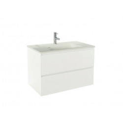 Ondée Meuble à suspendre 80 cm blanc mat simple vasque deux tiroirs MAX Kobleo