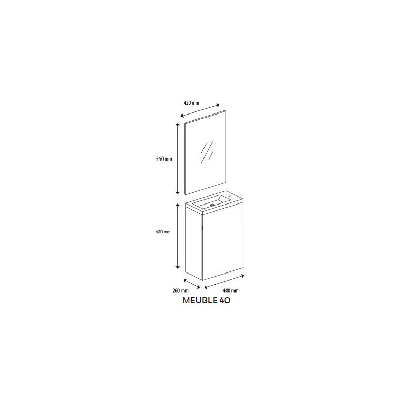 Ondée Meuble lave-mains anthracite à suspendre 40cm livré monté VERSOS Kobleo Ondée Meuble lave-mains anthracite à suspendre 40cm livré monté VERSOS Kobleo