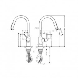 Hansgrohe Mitigeur cuisine 220 devant fenêtre douchette extractible Talis M52 Hansgrohe Kobleo