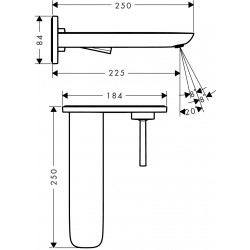 Hansgrohe Mitigeur lavabo PuraVida encastré mural bec long 225mm bonde écoulemen Kobleo