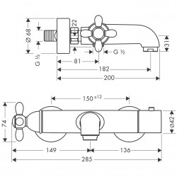 AXOR Mitigeur Carlton thermostatique bain/douche 1/2 chromé AXOR Kobleo