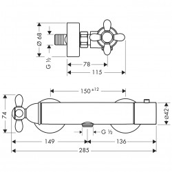AXOR Mitigeur Carlton thermostatique douche 1/2 chromé AXOR Kobleo
