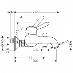 AXOR Mitigeur bain/douche Carlton longueur 205 mm aspect chromé/or Kobleo