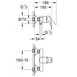 Grohe Mitigeur douche BauLoop Entraxe 150 ± 15 mm Kobleo Grohe Mitigeur douche BauLoop Entraxe 150 ± 15 mm Kobleo