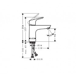 Hansgrohe Mitigeur lavabo 100 sans tirette ni vidage 119mm chromé Focus Kobleo