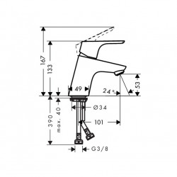 Hansgrohe Mitigeur de lavabo 70 bonde Push-Open Focus Kobleo