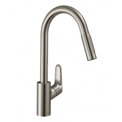 Hansgrohe Mitigeur cuisine 240 douchette extractible 2 jets aspect acier inox Fo Kobleo