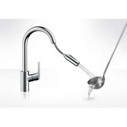 Hansgrohe Mitigeur cuisine 240 douchette extractible 2 jets aspect acier inox Fo Kobleo