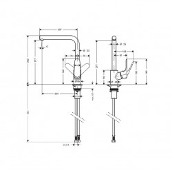 Hansgrohe Mitigeur de cuisine 280 1 jet en L 12L/min chromé Focus M41 Hansgrohe Kobleo