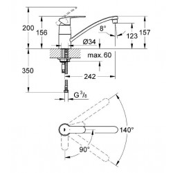 Grohe Mitigeur d'évier Eurostyle Cosmopolitan Hauteur : 157 mm Kobleo Grohe Mitigeur d'évier Eurostyle Cosmopolitan Hauteur : 157 mm Kobleo