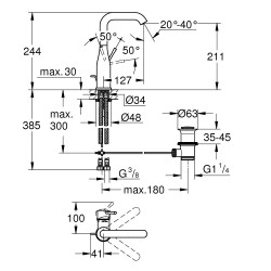 Grohe Mitigeur de lavabo L Warm Sunset brossé Essence 32628DL1 Grohe Kobleo