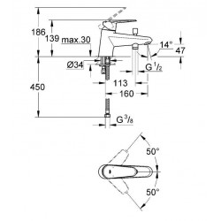 Grohe Mitigeur Bain-douche monotrou Eurodisc Cosmopolitan  Kobleo