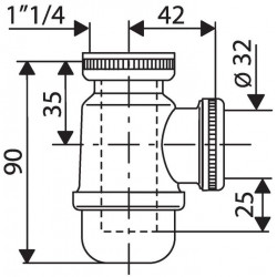 Valentin Mini siphon non réglable en hauteur Fixe Nickelé mat Kobleo