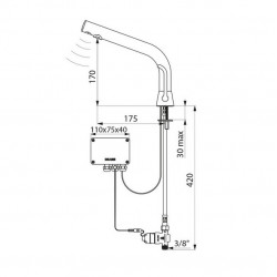 Delabie Mitigeur de lavabo électronique BINOPTIC MIX M3/8 H170 mm laiton chro Kobleo
