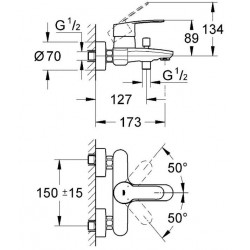 Grohe Mitigeur bain douche Eurostyle Cosmopolitan Kobleo