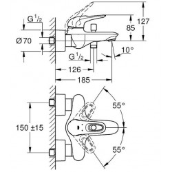 Grohe Mitigeur bain-douche Eurostyle 32228003 Grohe Kobleo
